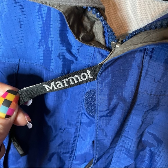 Marmot Kids Blue Grey Windbreaker with Hoodie Size Medium - Picture 11 of 11